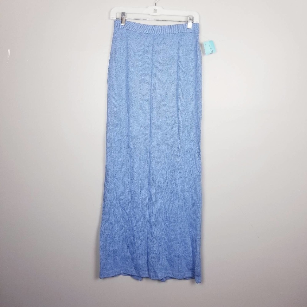 St. John classic long knit skirt in light blue, 8